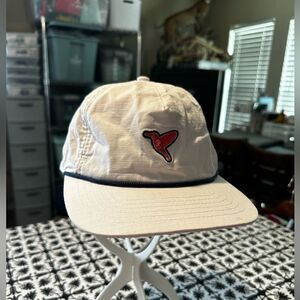 Birddogs - white adjustable flat brim hat with pink bird embroidery